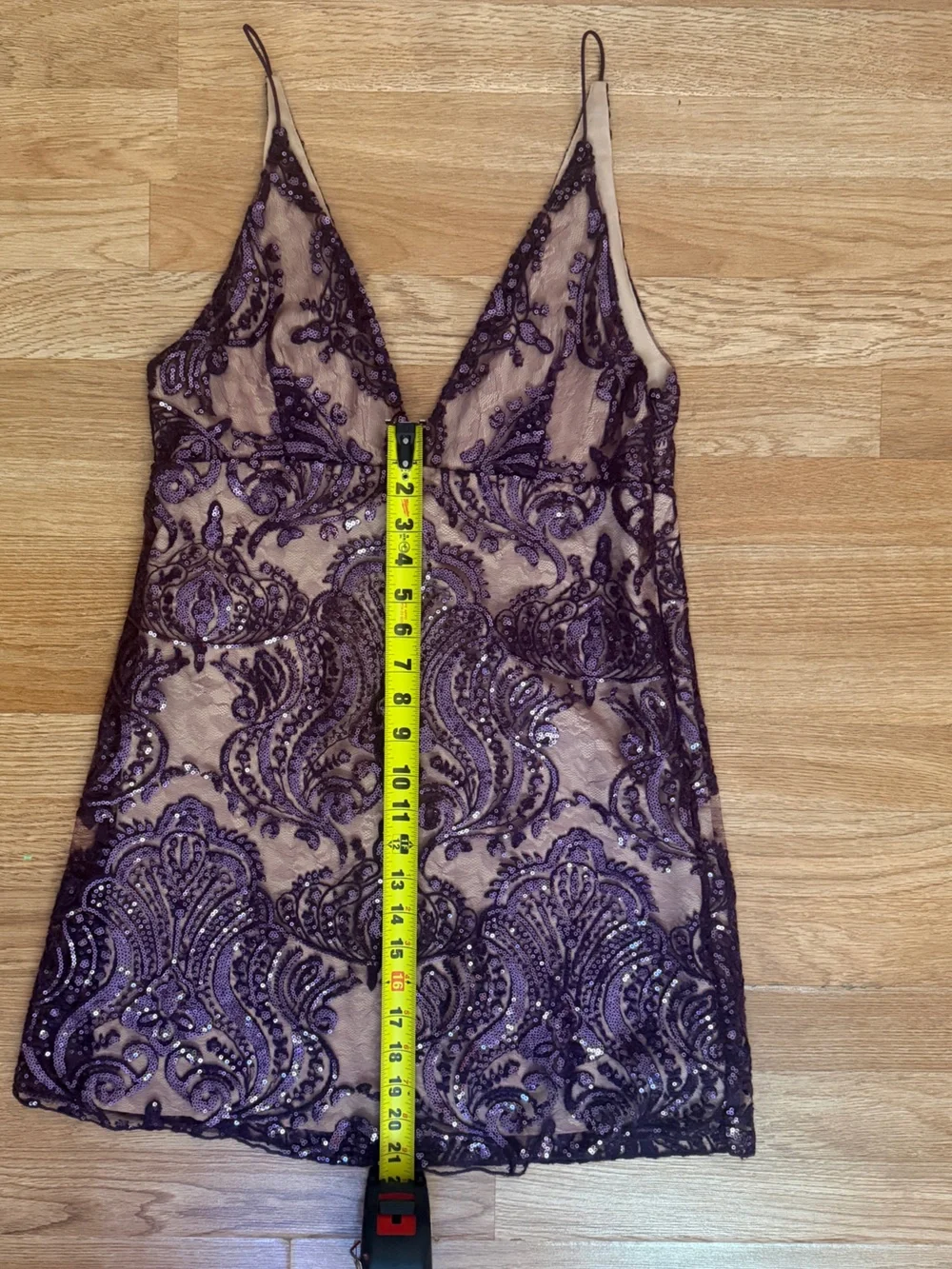 Free People Purple Night Shimmers Sequin Lace Mini Dress